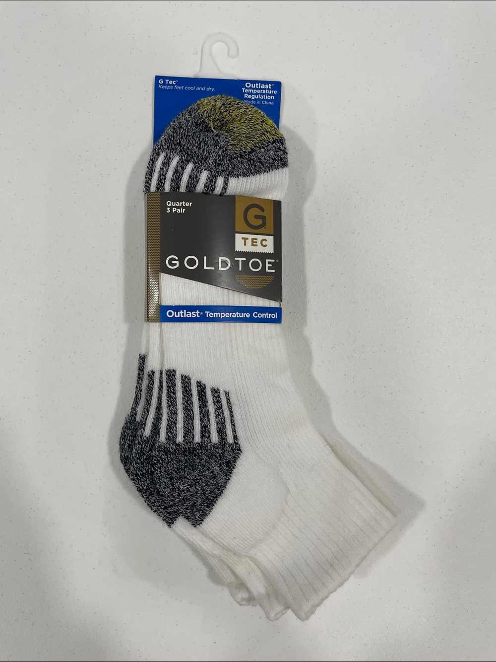 3 pack Gold Toe G Tex Outlast quarter socks new